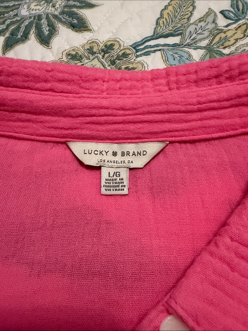 Lucky Brand hot pink gauze top, size L. - Picture 7 of 9